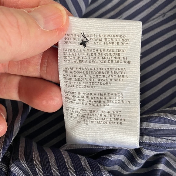 Boss Hugo Boss Navy/Silver Striped Men's Button-Up Long Sleeve Shirt Size Large - Picture 7 of 11